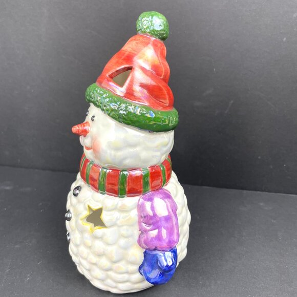 VTG Set of 2 Holiday Ceramic Santa & Snowman Candle Holders 7"-Max D. Drug, Inc - Picture 4 of 12
